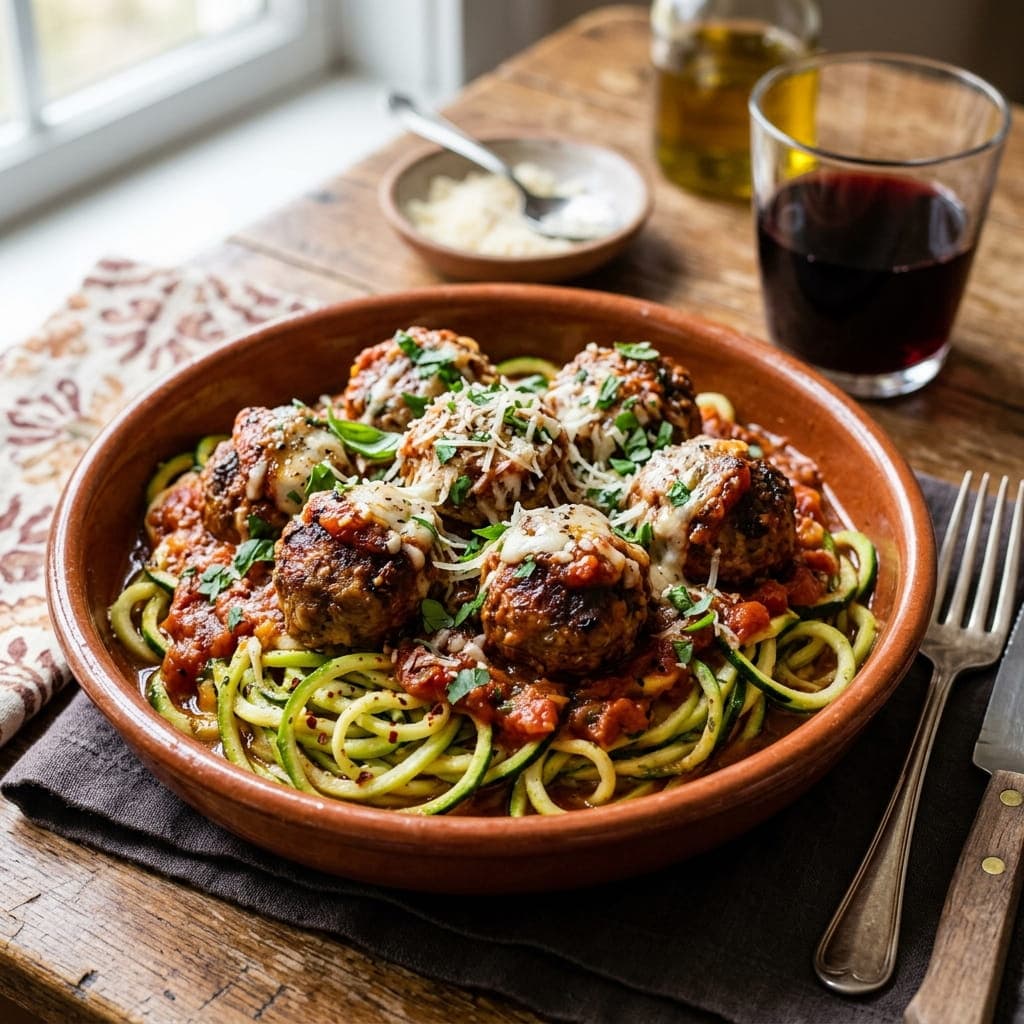 Italian Baked Meatballs & Zucchini Noodles