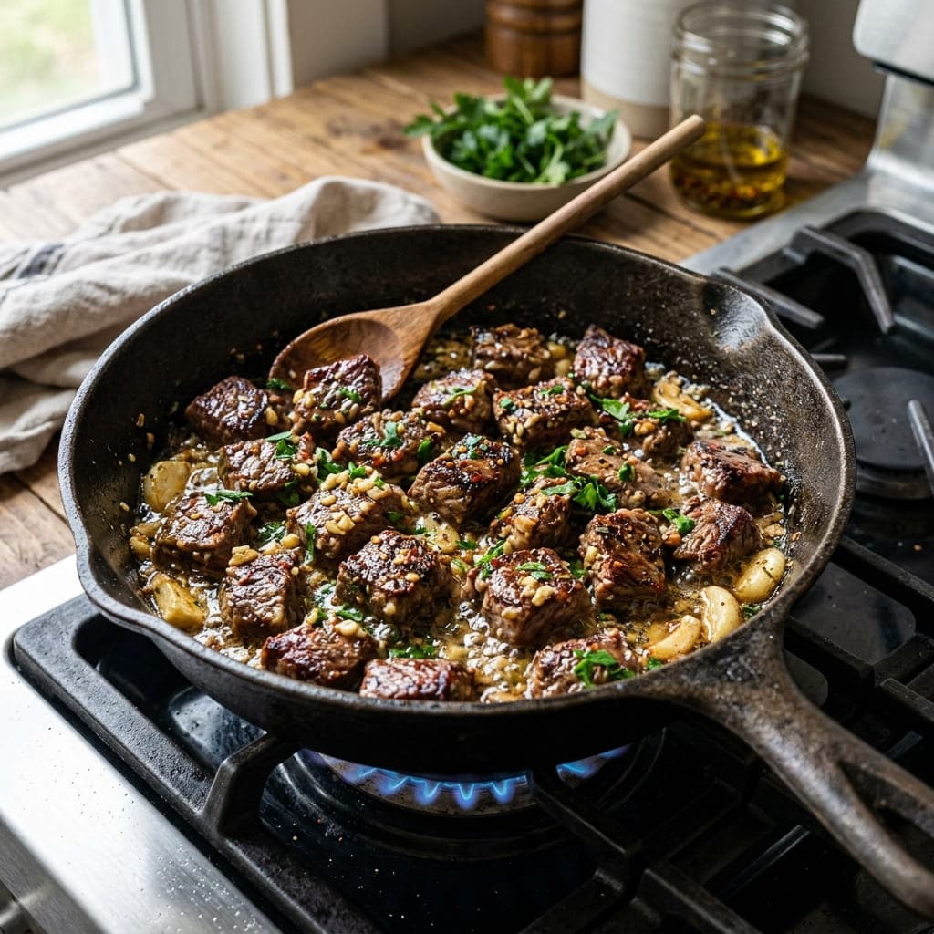 Garlic Butter Steak Bites Skillet