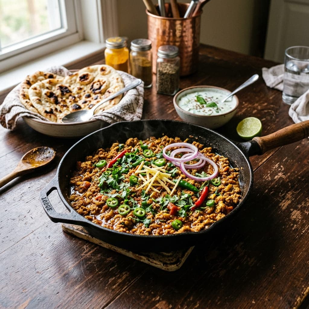 Spicy Pakistani Chicken Keema Skillet
