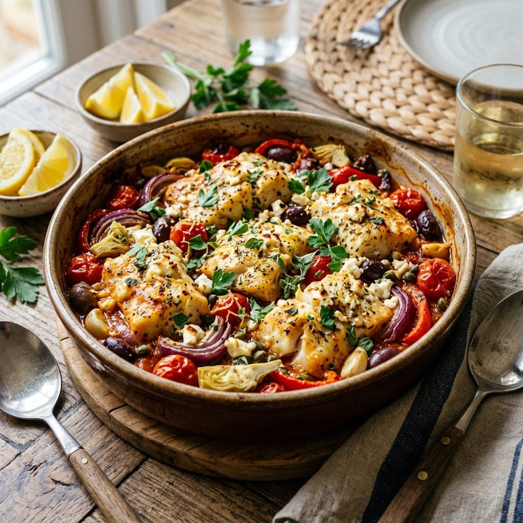 Healthy Mediterranean Baked Cod Casserole