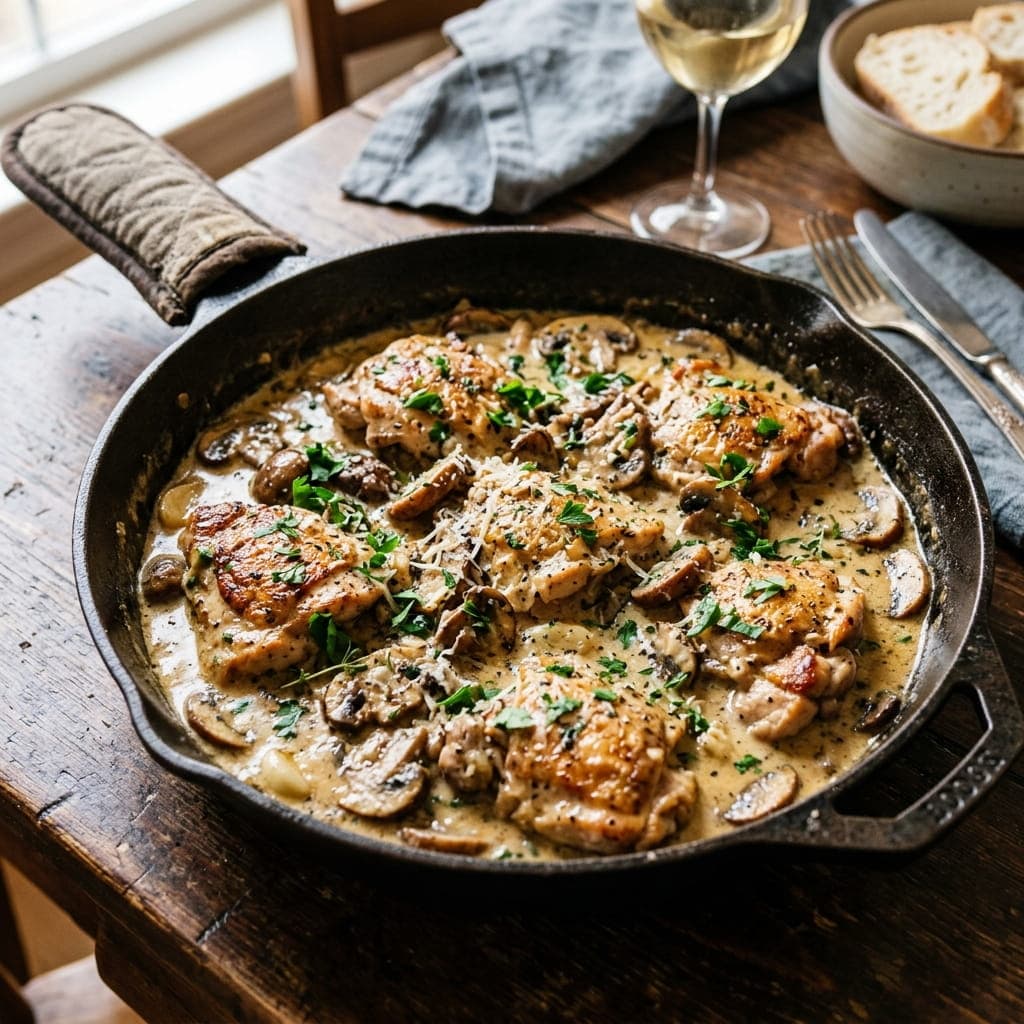 Creamy Garlic Mushroom Chicken Skillet