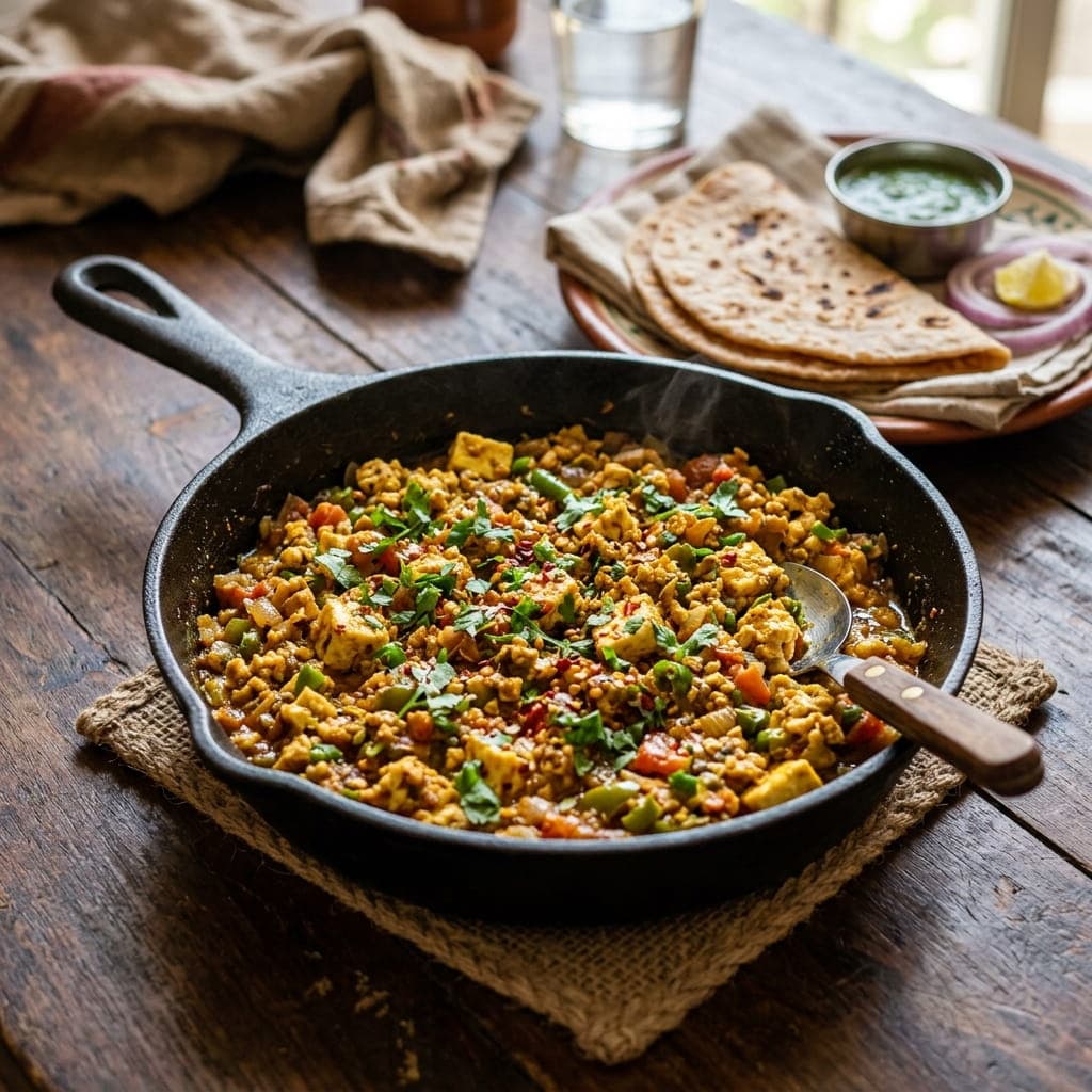 Indian Spicy Paneer Bhurji Skillet