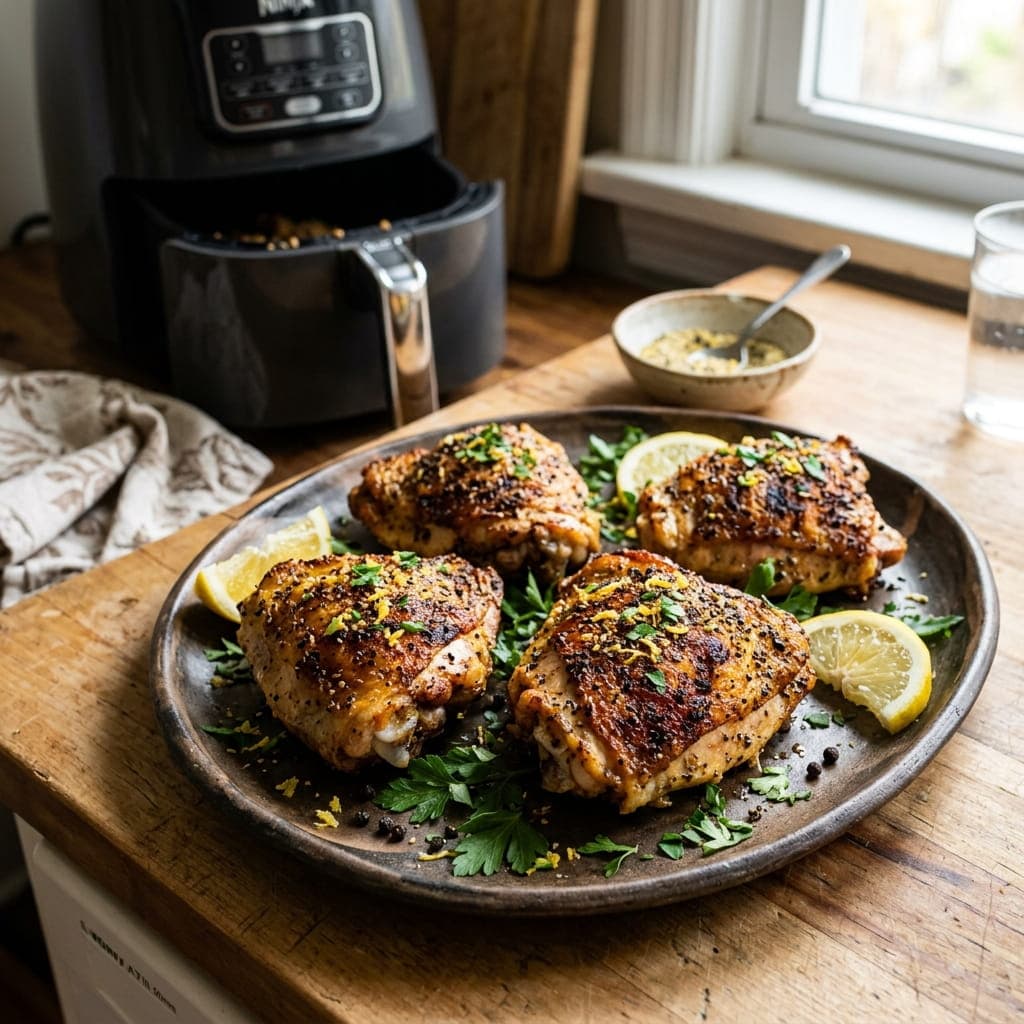 Air Fryer Crispy Lemon Pepper Chicken Thighs