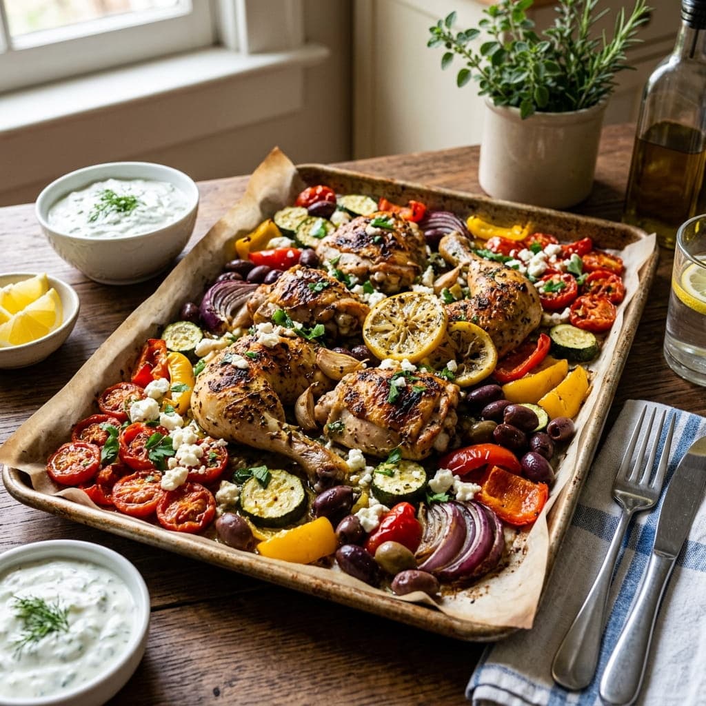 Healthy Mediterranean Sheet-Pan Chicken Greek Style