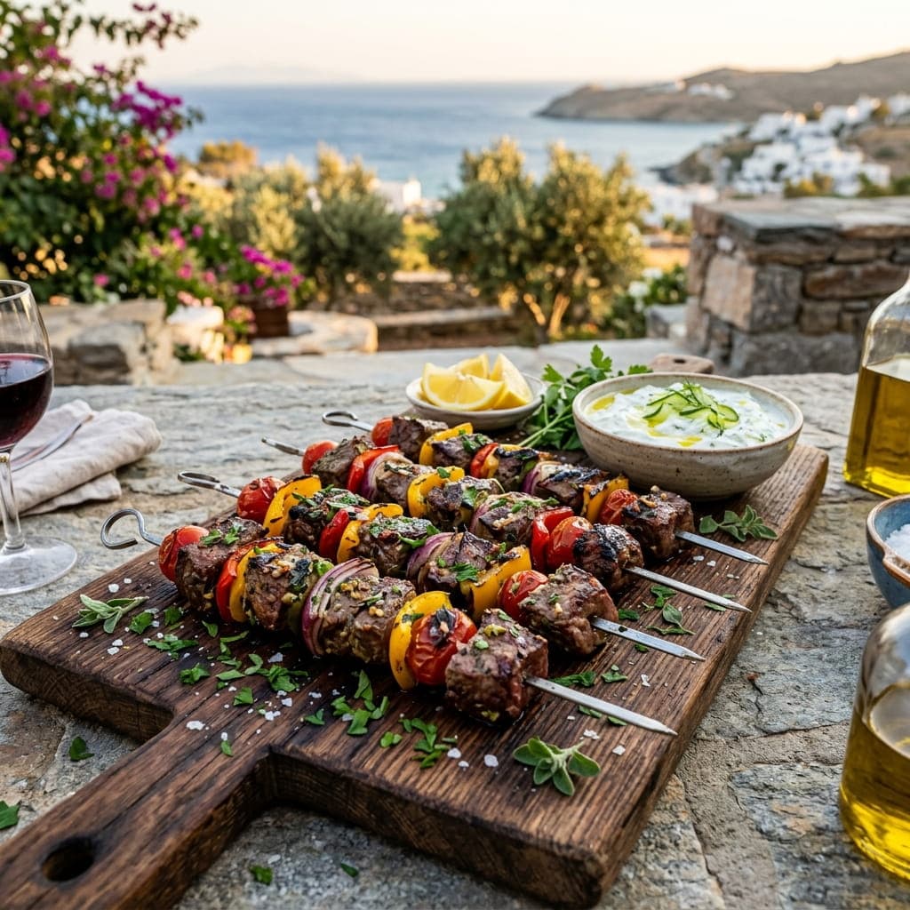 Mediterranean Garlic Herb Grilled Beef Skewers