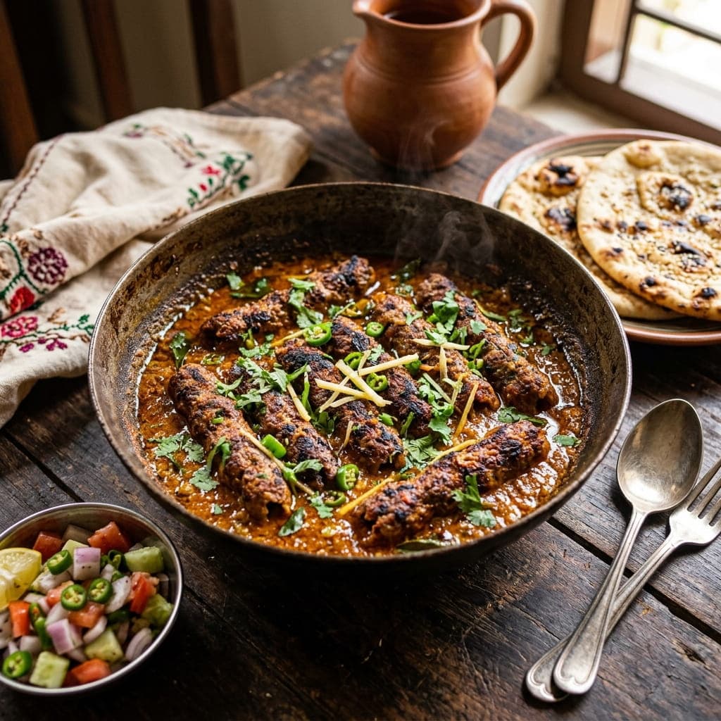 Pakistani Spicy Beef Seekh Kebab Gravy
