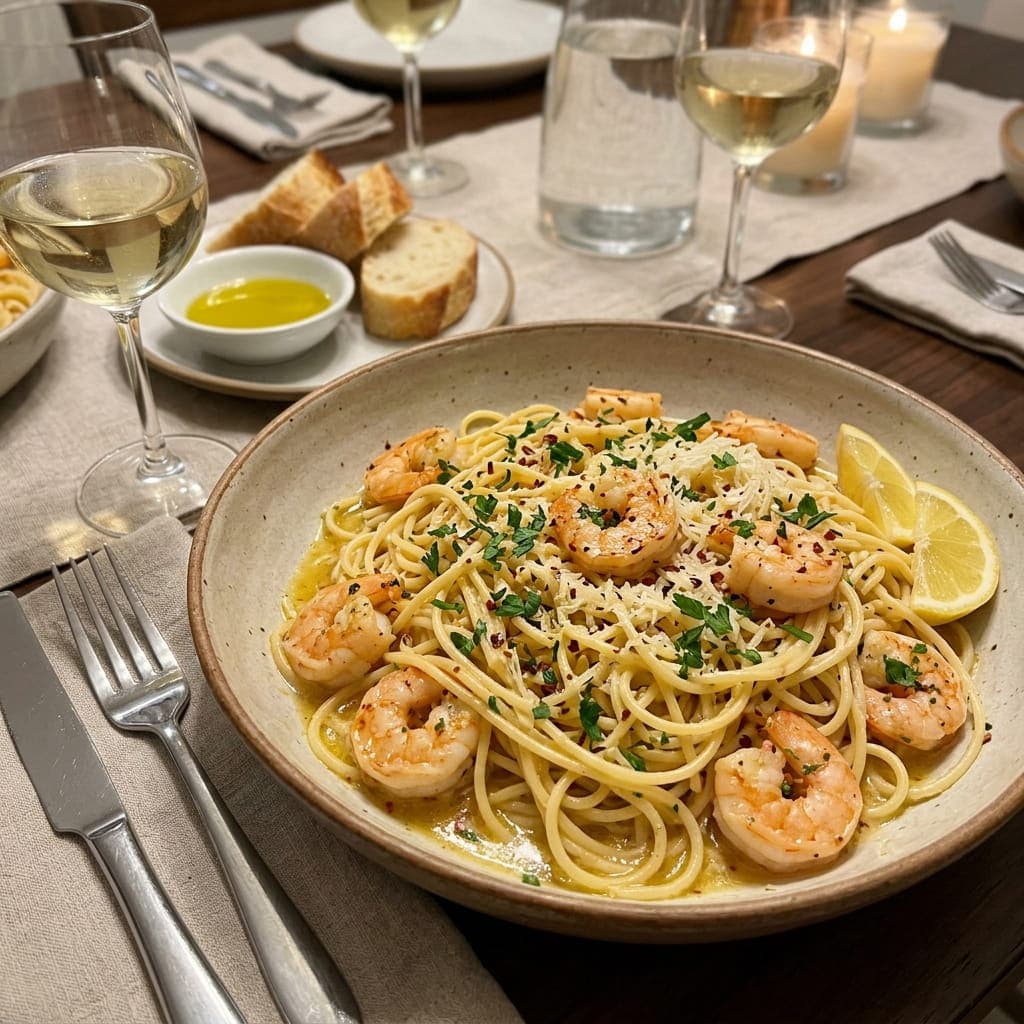 Quick Italian Shrimp Scampi Pasta Night
