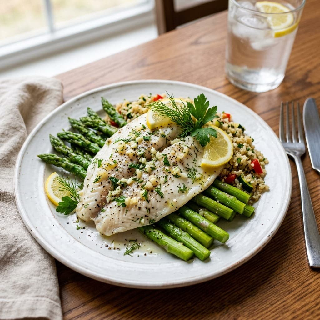 Low-Calorie Garlic Herb Steamed Tilapia