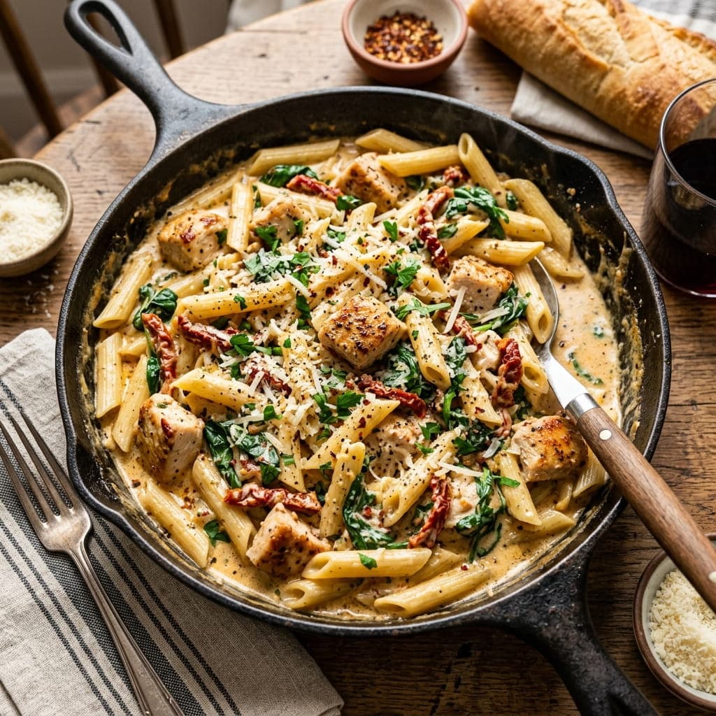 One-Pot Creamy Tuscan Chicken Pasta