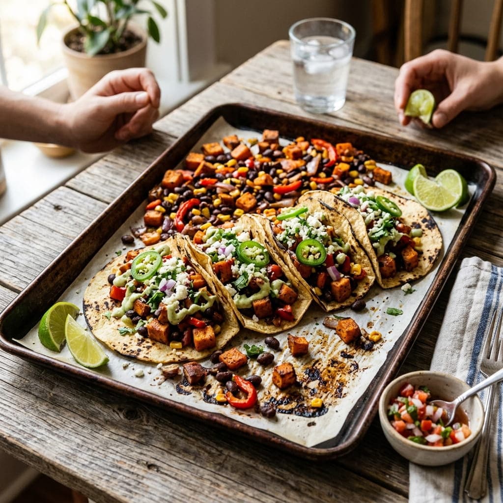 Sweet Potato Black Bean Sheet-Pan Tacos