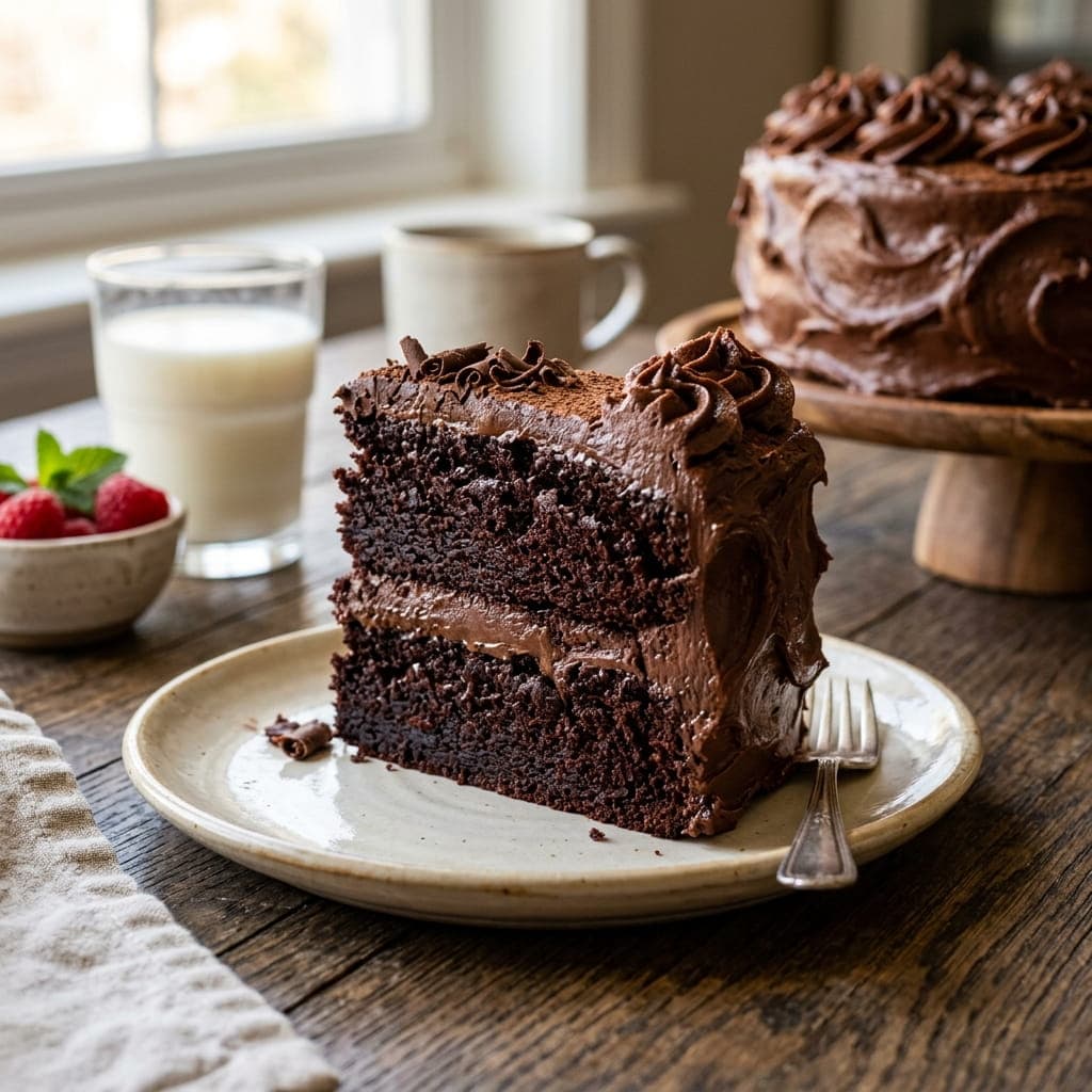 Classic American Moist Chocolate Fudge Cake