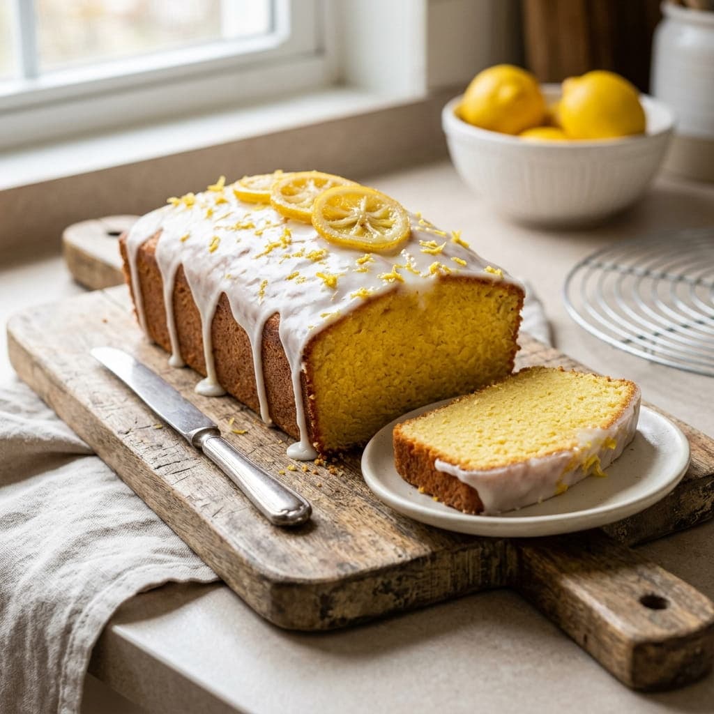French Lemon Loaf Cake with Glaze