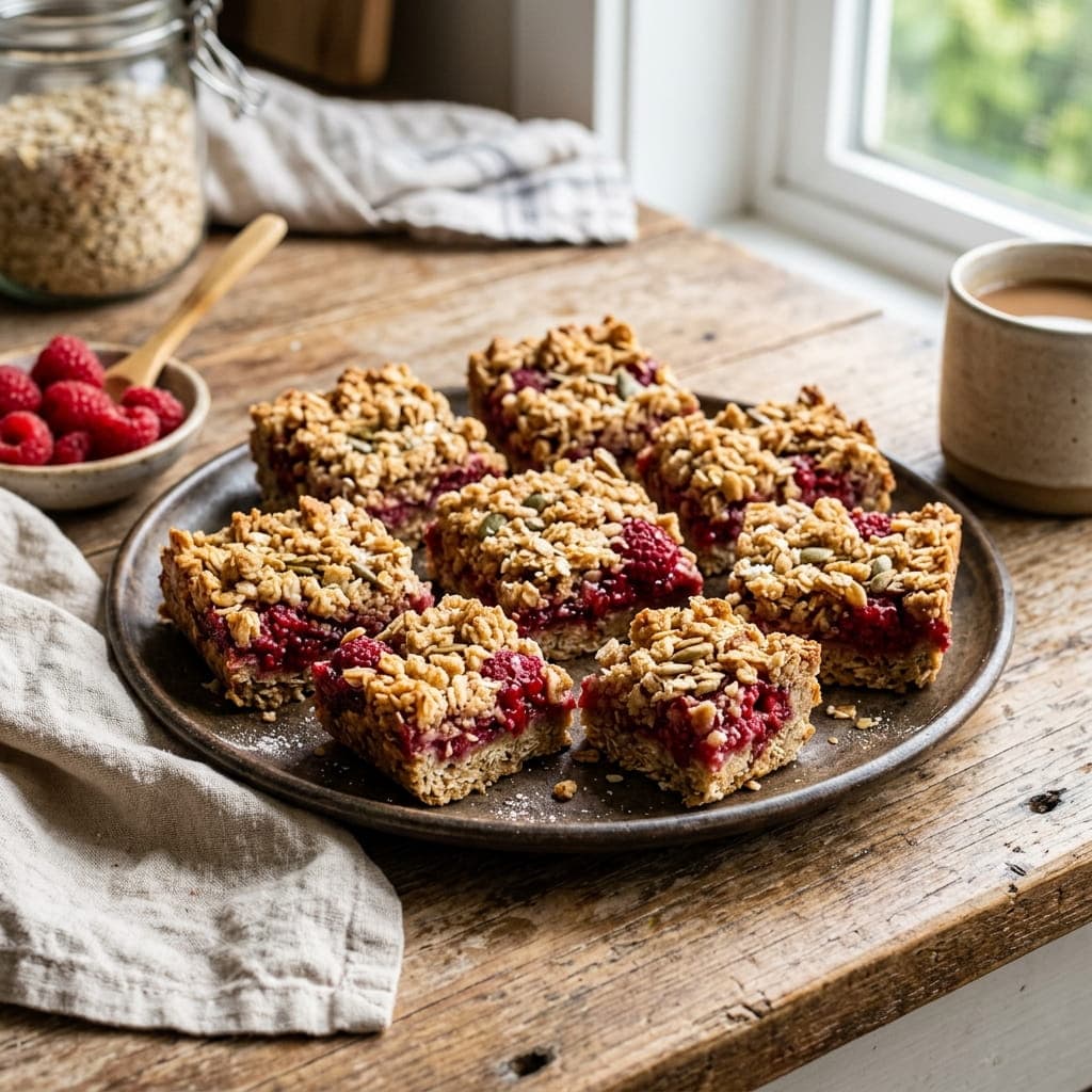 Vegan Oatmeal Raspberry Crumble Bars