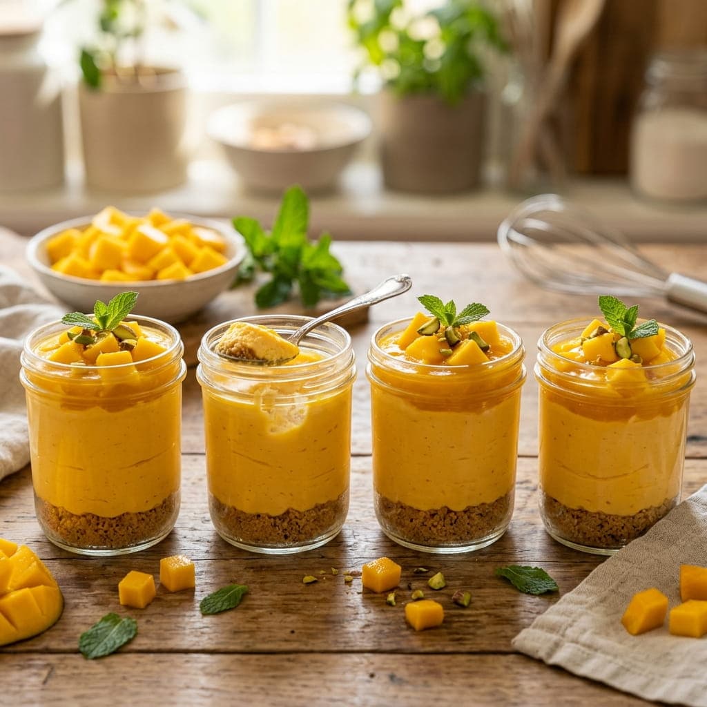 No-Bake Creamy Mango Cheesecake Jars