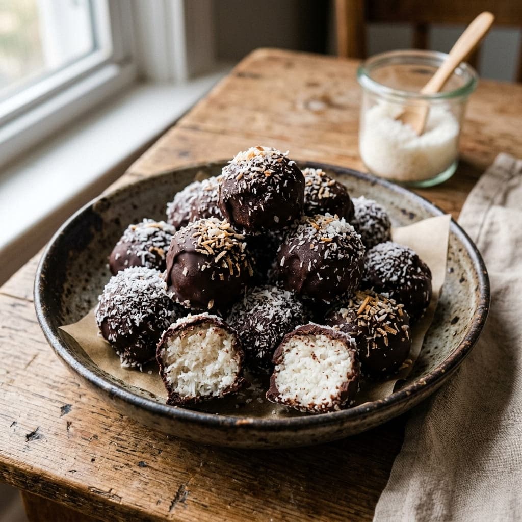 Vegan Dark Chocolate Coconut Bites