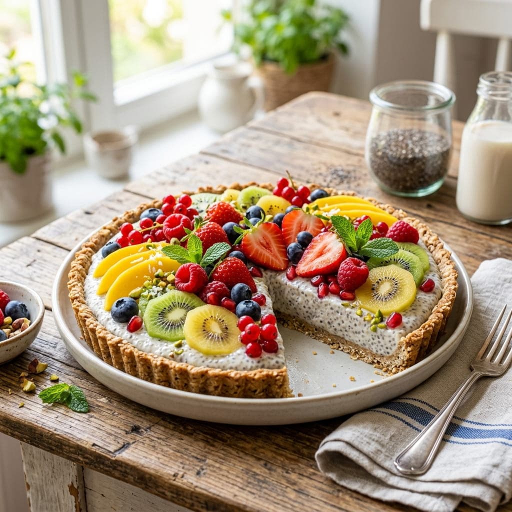 Low-Calorie Chia Seed Pudding Fruit Tart