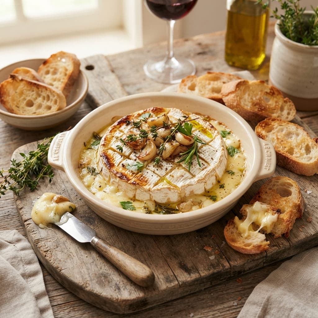 French Classic Baked Garlic Herb Brie