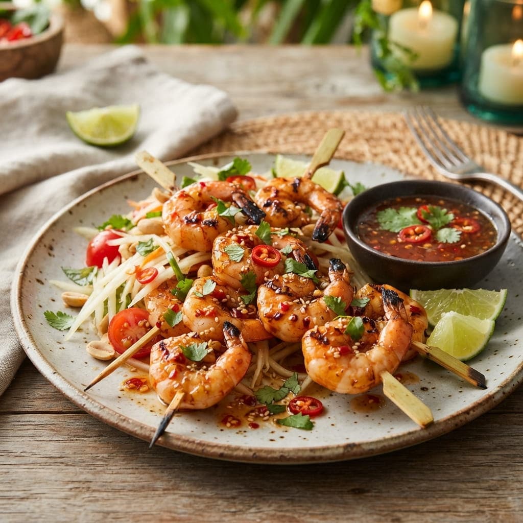 Thai Spicy Sweet Chili Shrimp Skewers