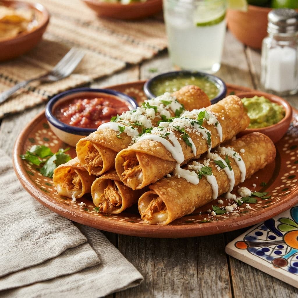 Mexican Crispy Cheese Chicken Taquitos