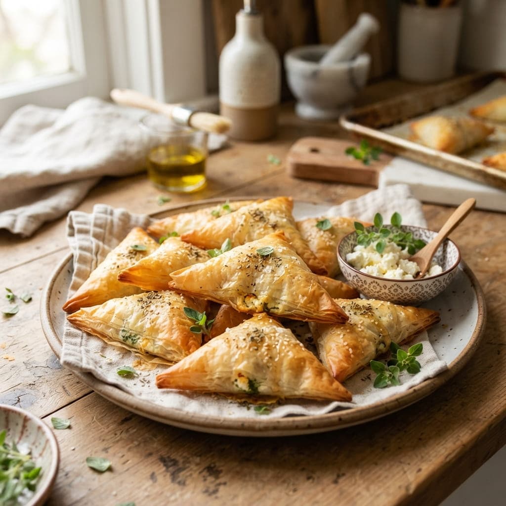 Quick Greek Feta Puff Pastry Triangles