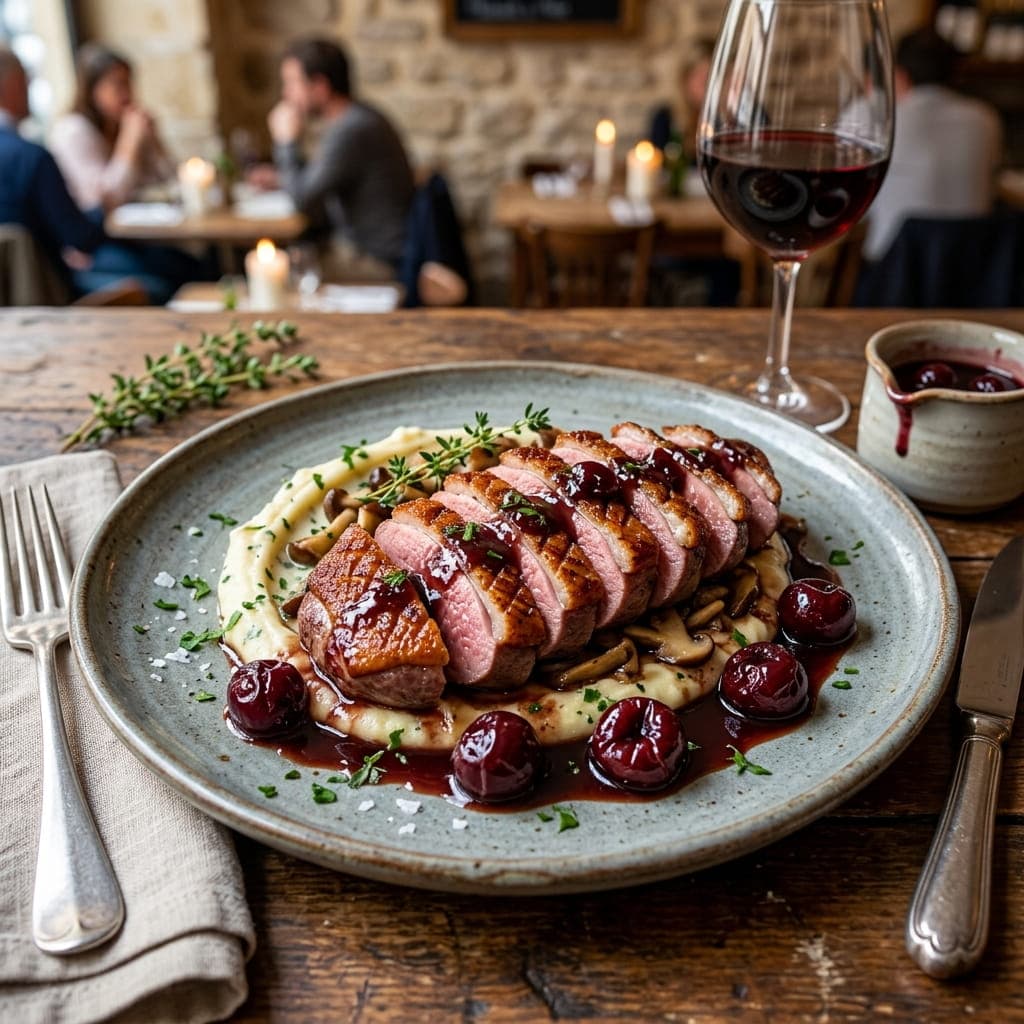 Seared French Duck Breast with Cherry Glaze