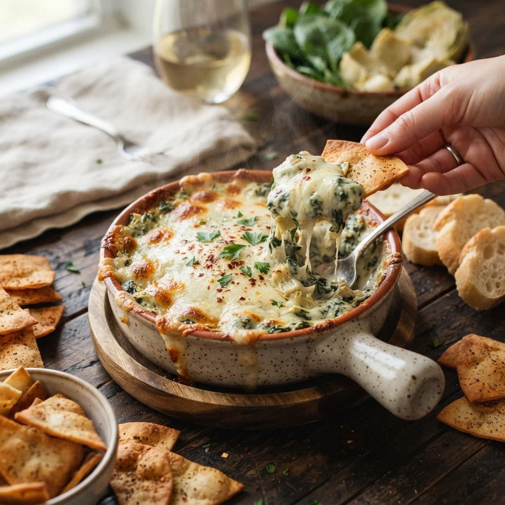 Hot and Creamy Spinach Artichoke Dip