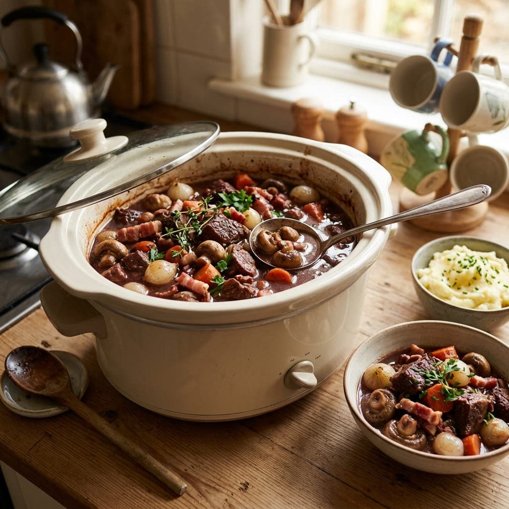 Slow-Cooker British Beef Bourguignon