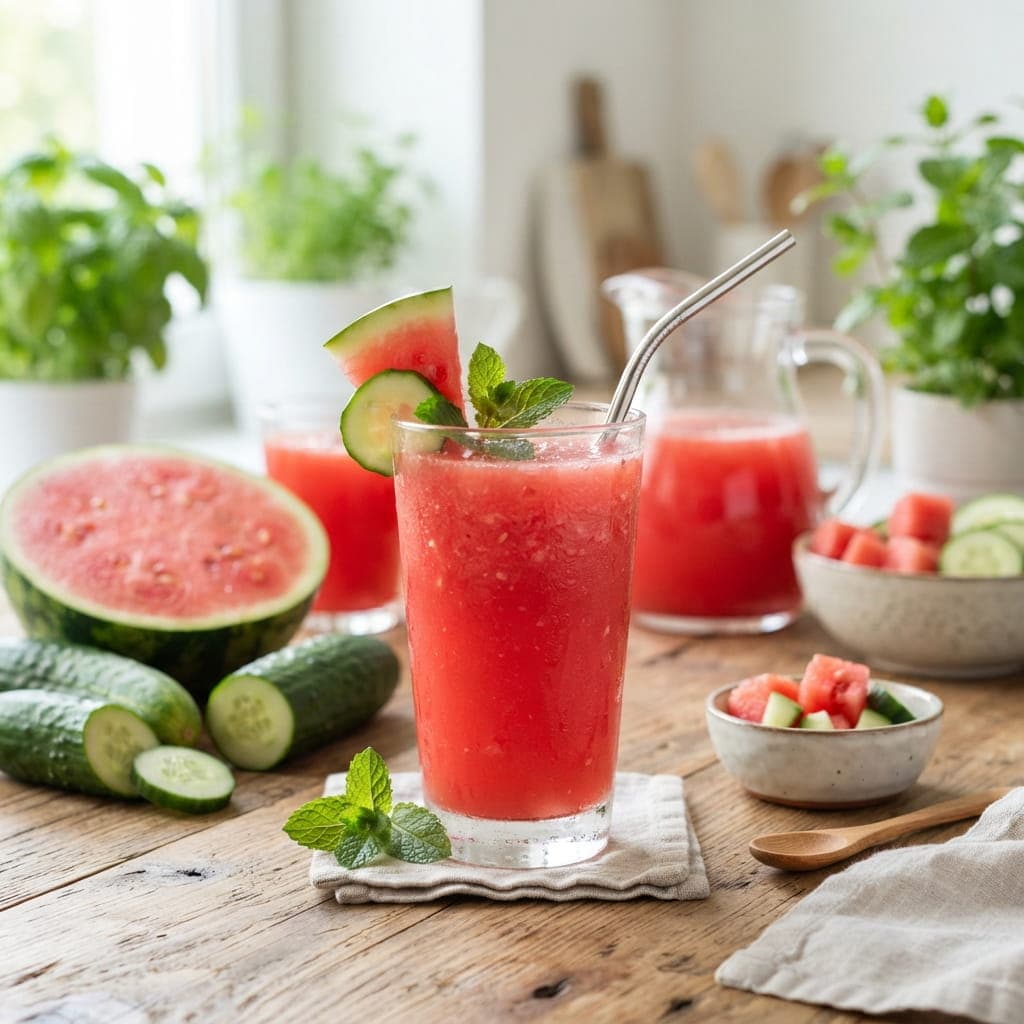 Healthy Sugar-Free Watermelon Cucumber Cooler