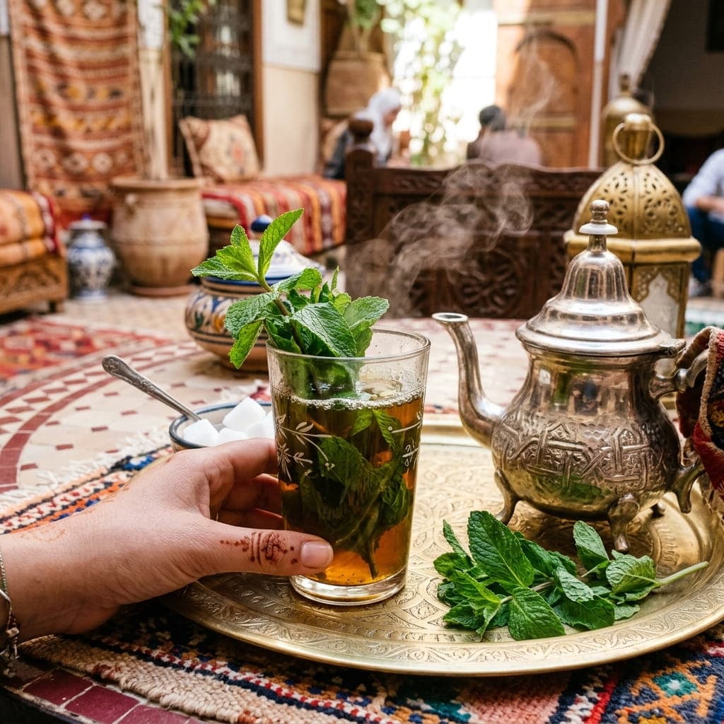Moroccan Fresh Mint Green Tea Infusion