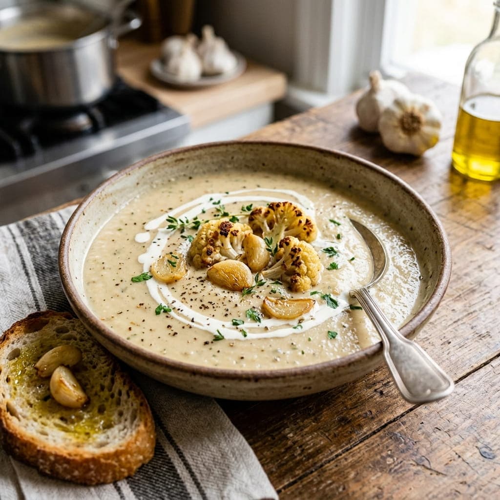 Roasted Garlic Cauliflower Rich Soup