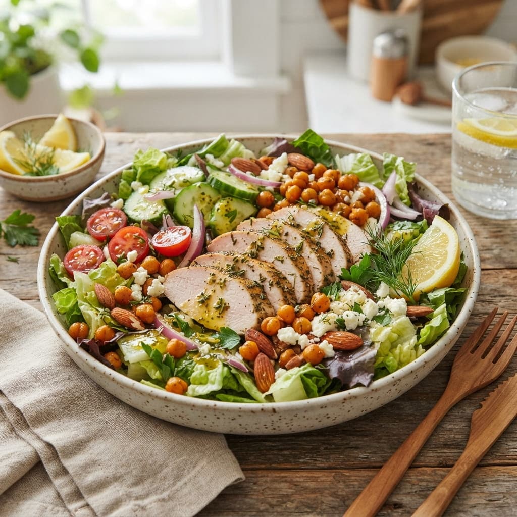Healthy Lemon Herb Turkey Crunch Salad