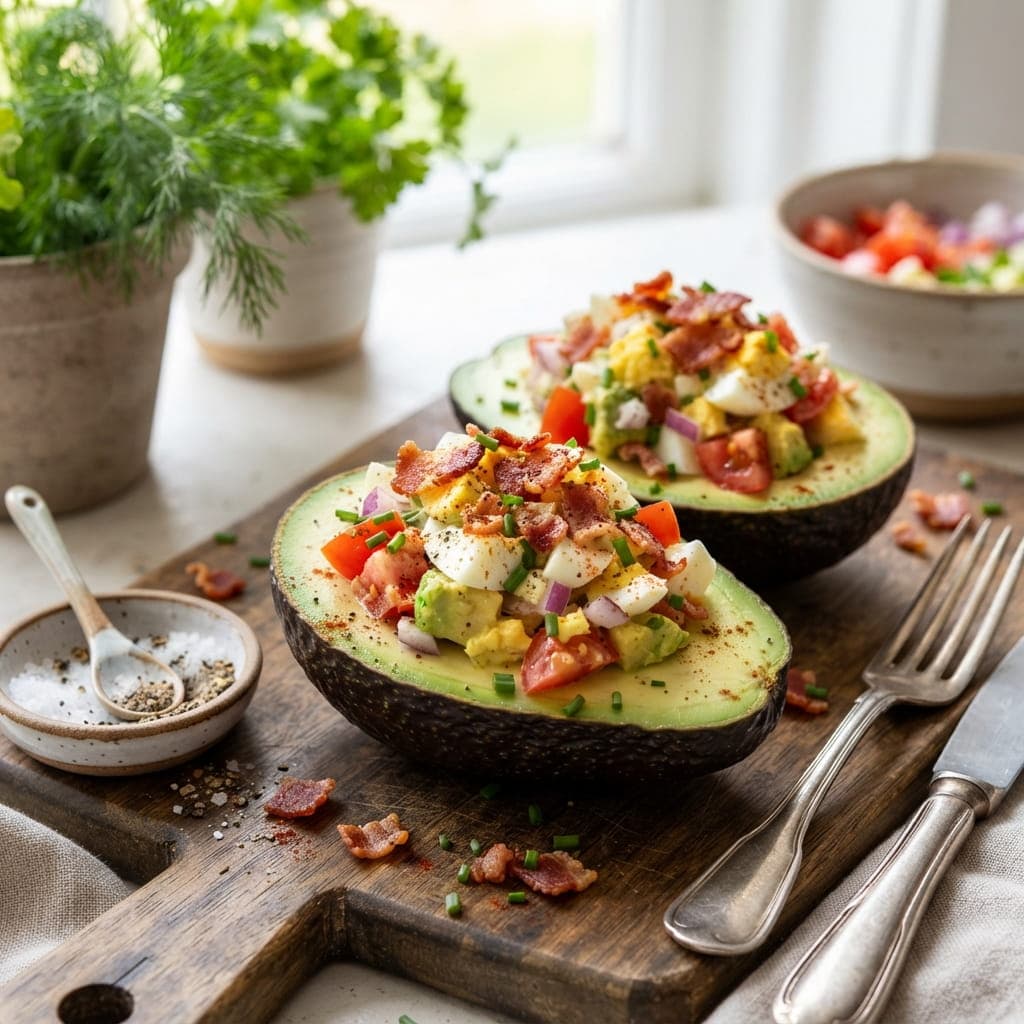 Low-Carb Bacon Egg Avocado Salad Boat