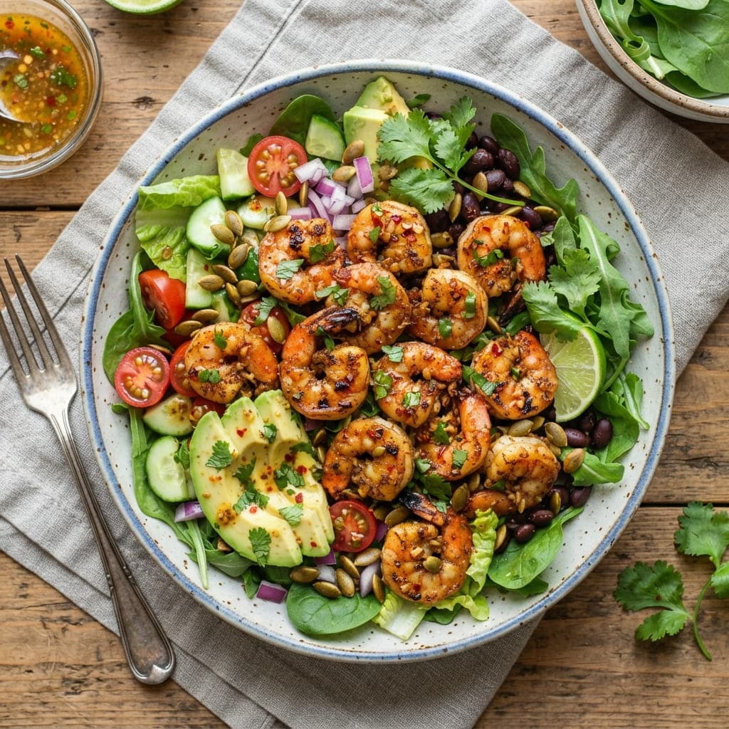 Whole30 Chili Lime Garlic Shrimp Salad