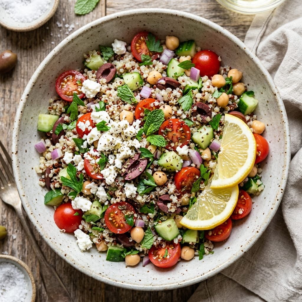 Healthy Mediterranean Lemon Quinoa Salad Bowl
