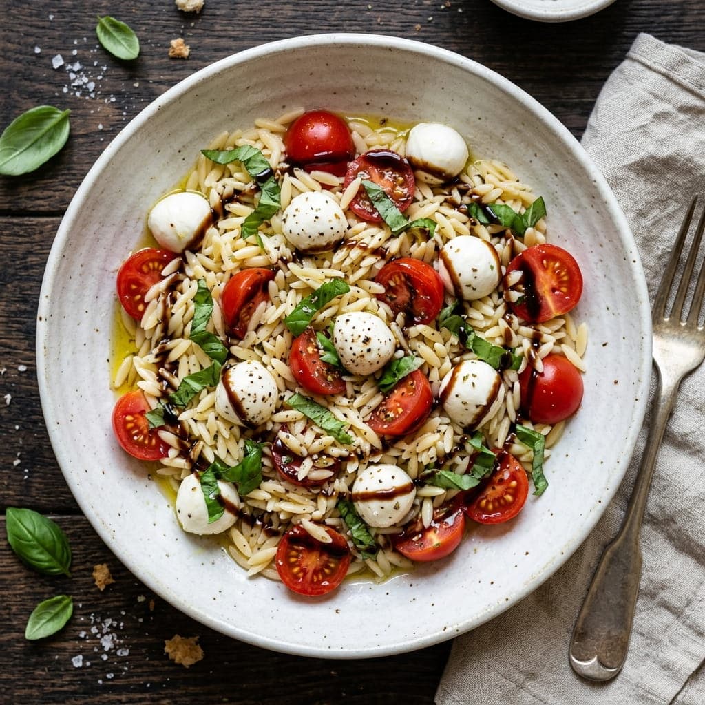 Italian Caprese Orzo Salad Pasta Bowl