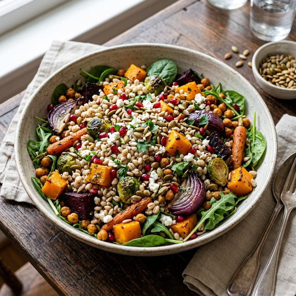 High-Fiber Pearl Barley Roasted Veggie Salad