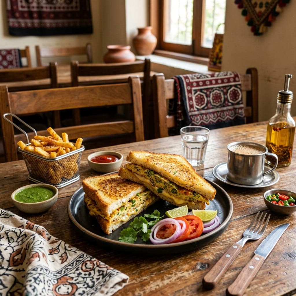 Pakistani Style Bread Omelet Sandwiches