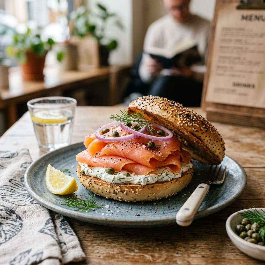 High-Protein Smoked Salmon Bagel