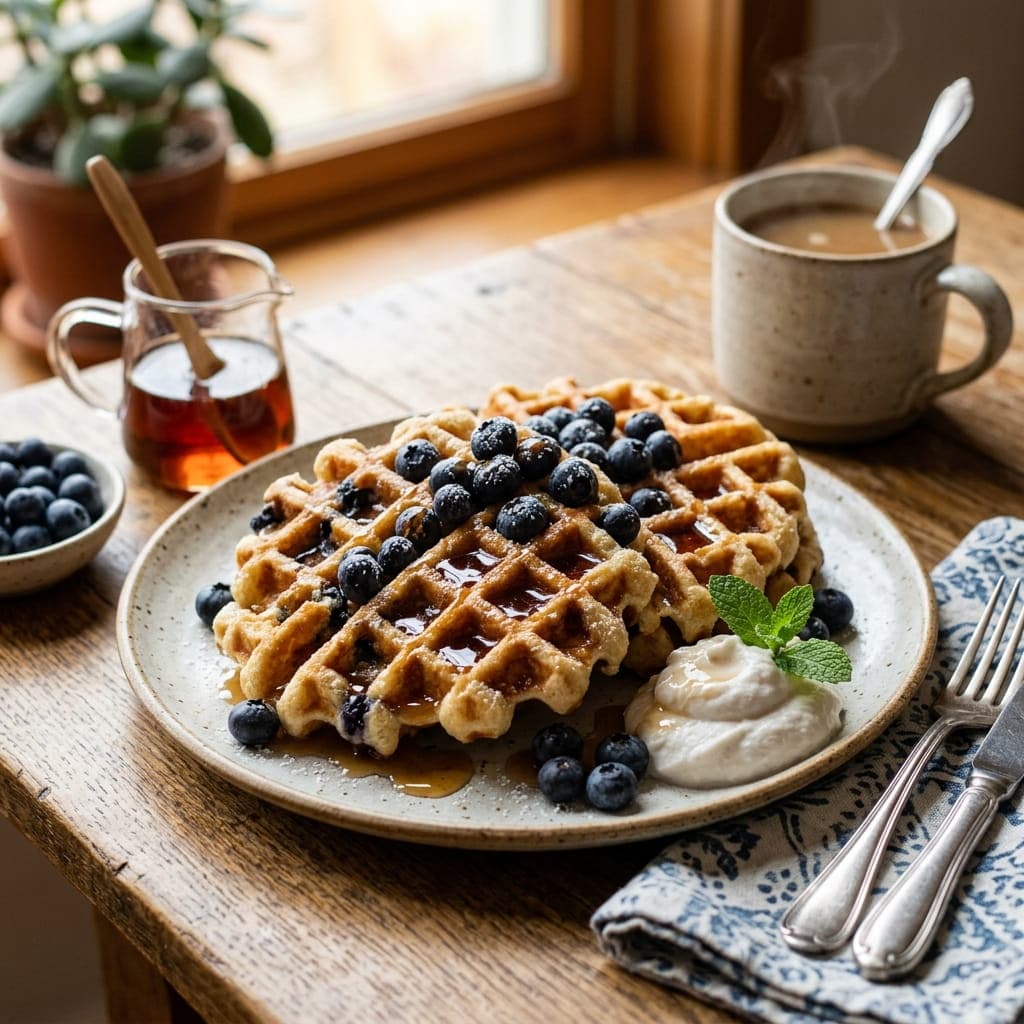 Vegan Blueberry Maple Waffles