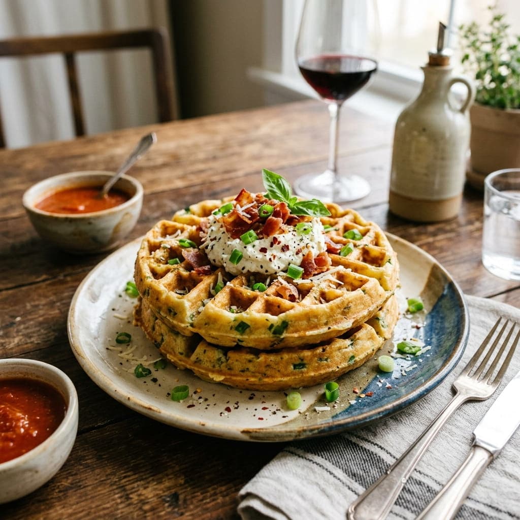 Savory Italian Green Onion Waffles