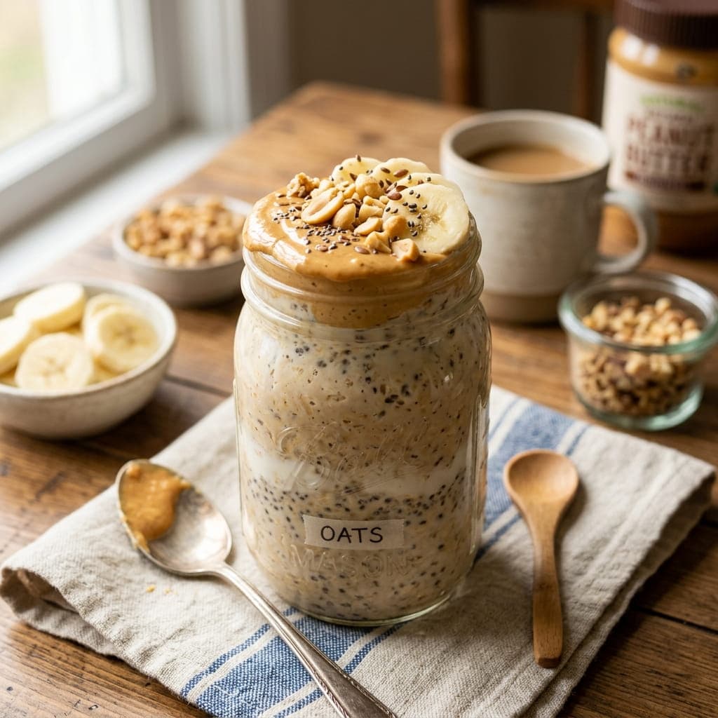 High-Protein Peanut Butter Overnight Oats
