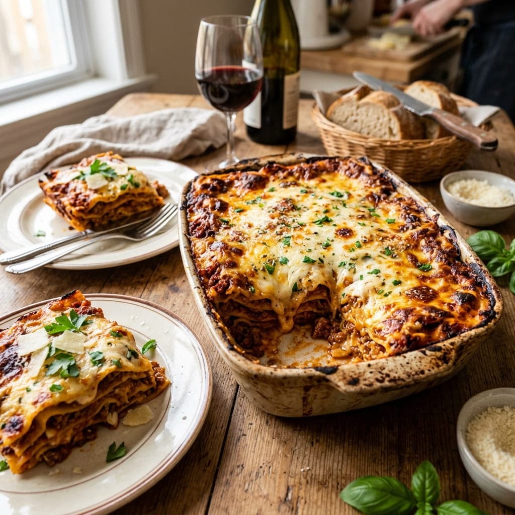 Ultimate Cheesy Lasagna Bolognaise