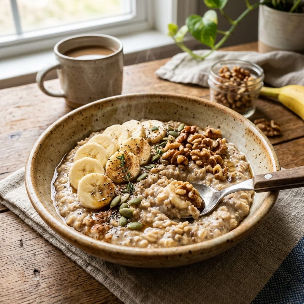 High-Fiber Banana Walnut Porridge