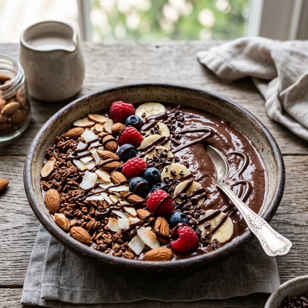 Vegan Chocolate Almond Smoothie Bowl
