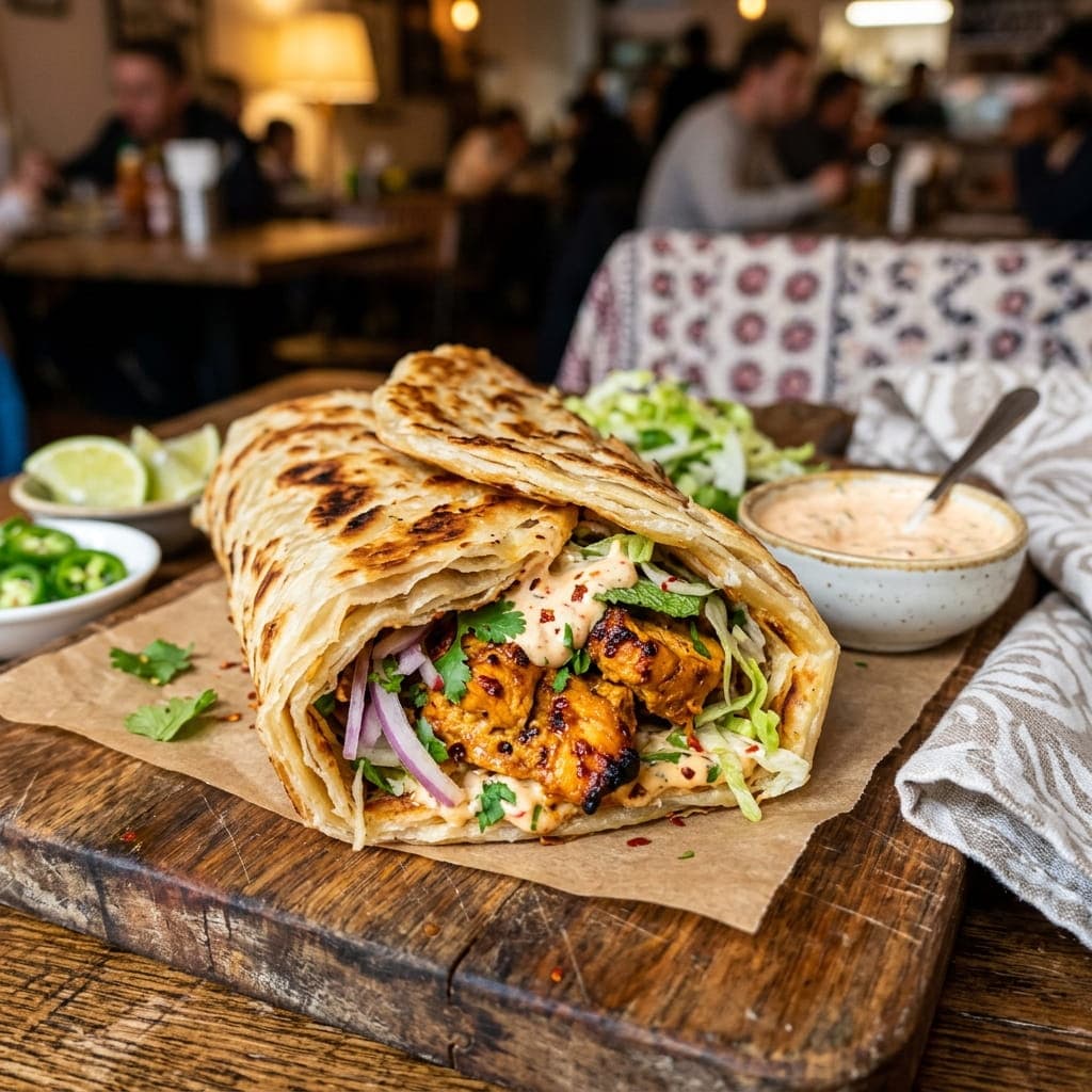 Spicy Chicken Tikka Mayo Paratha Wrap