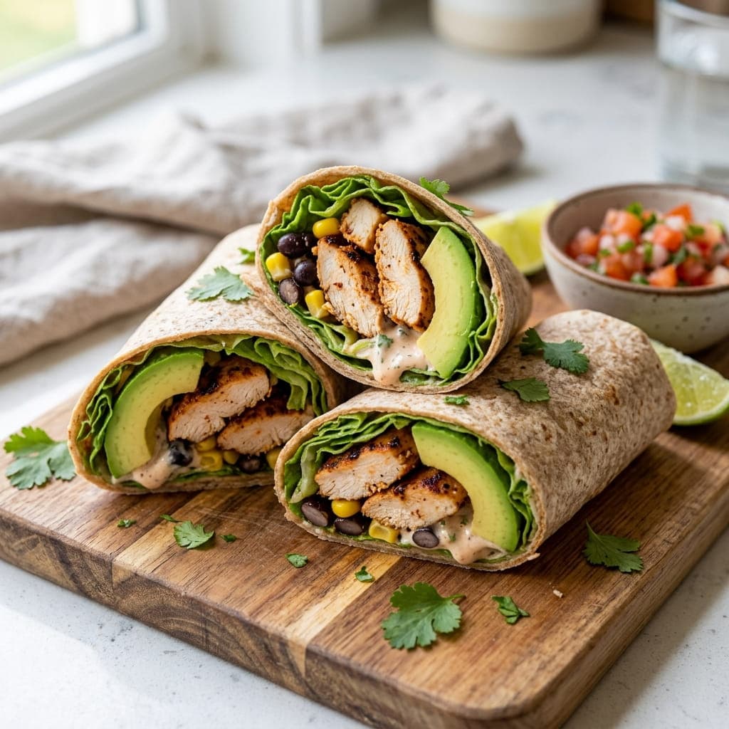 Healthy Chipotle Chicken Avocado Wraps