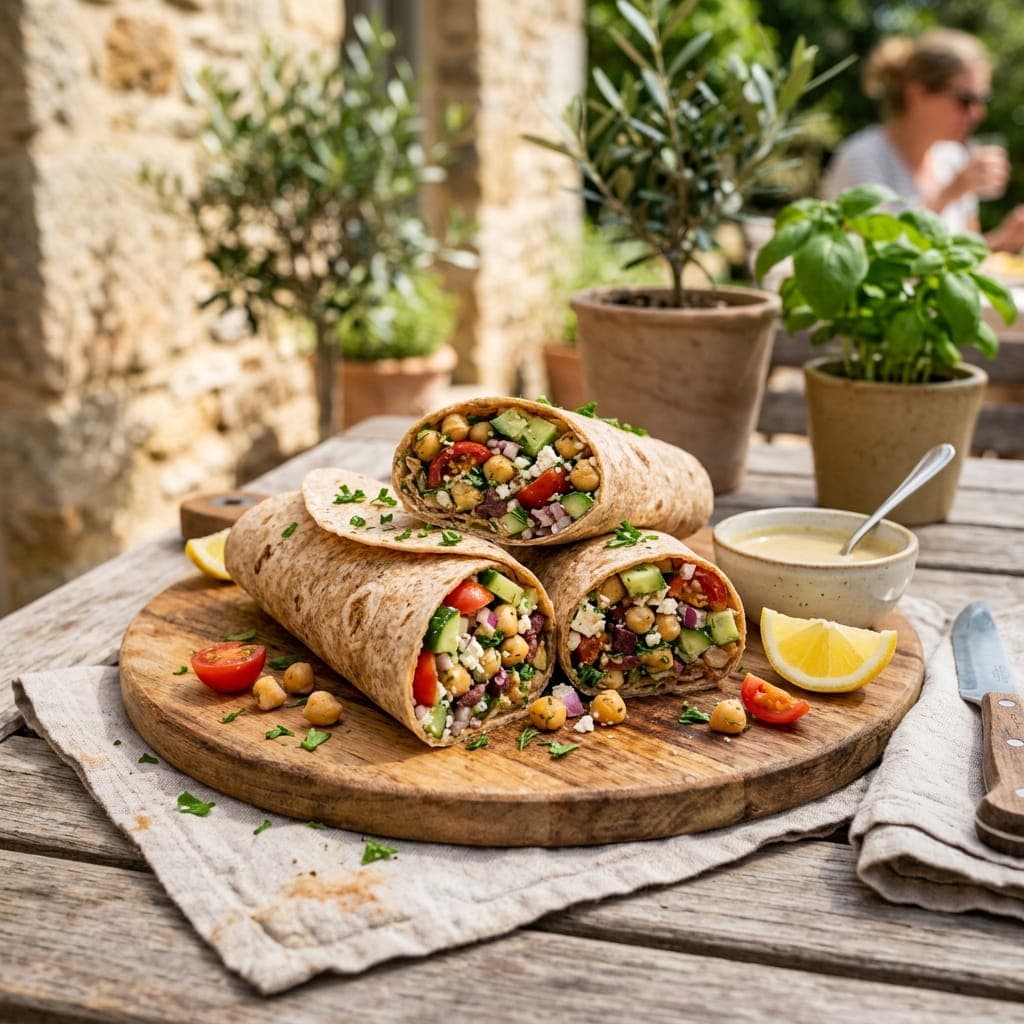 Mediterranean Chickpea Salad Veggie Wraps