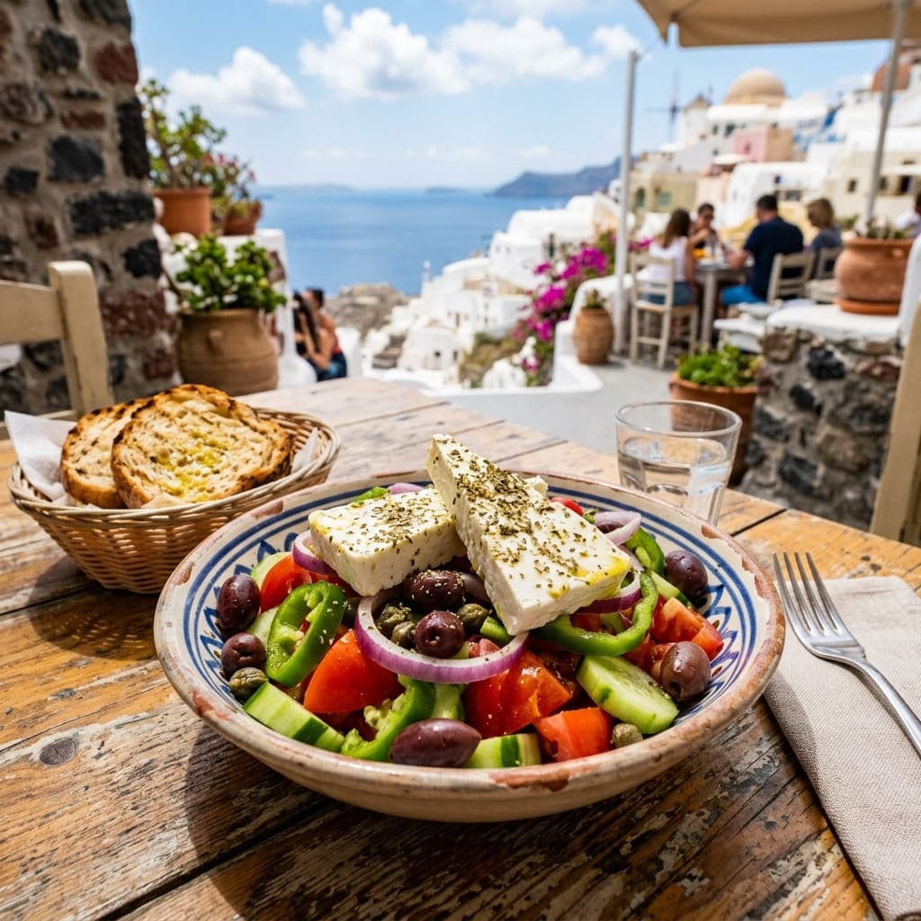 Greek Village Feta Salad Bowl (Horiatiki)