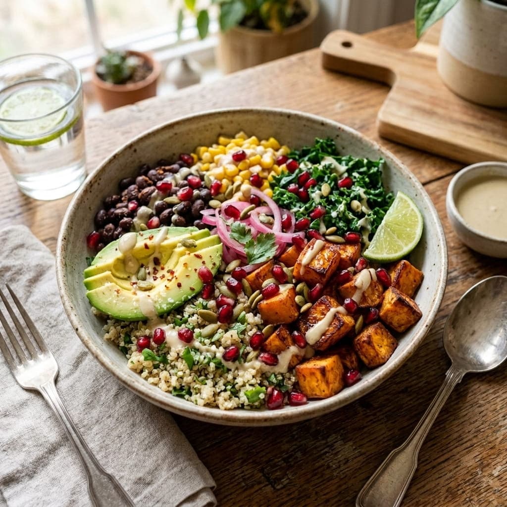 Vegan Roasted Sweet Potato Quinoa Bowl
