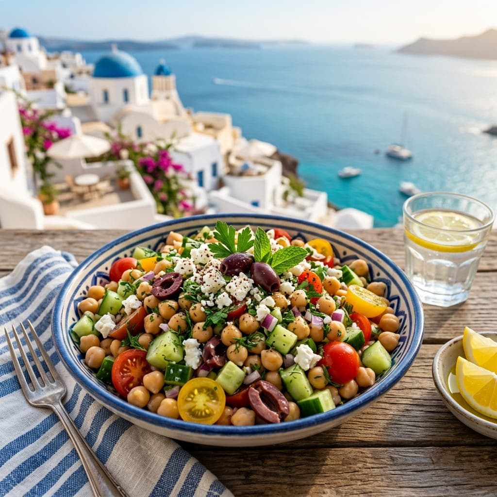 Mediterranean Chickpea Cucumber Salad Bowl